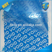 Anti-falsificación adhesivo cinta de impresión en rollo inviolable material de etiqueta vacía abierta para la seguridad